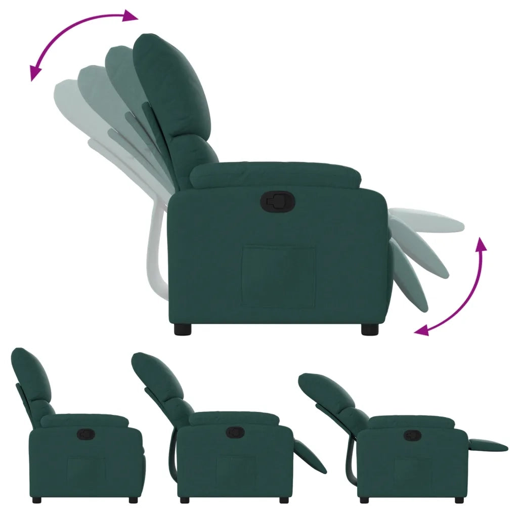 Divano Sedia-Poltrona Reclinabile in Tessuto Verde Scuro 983767