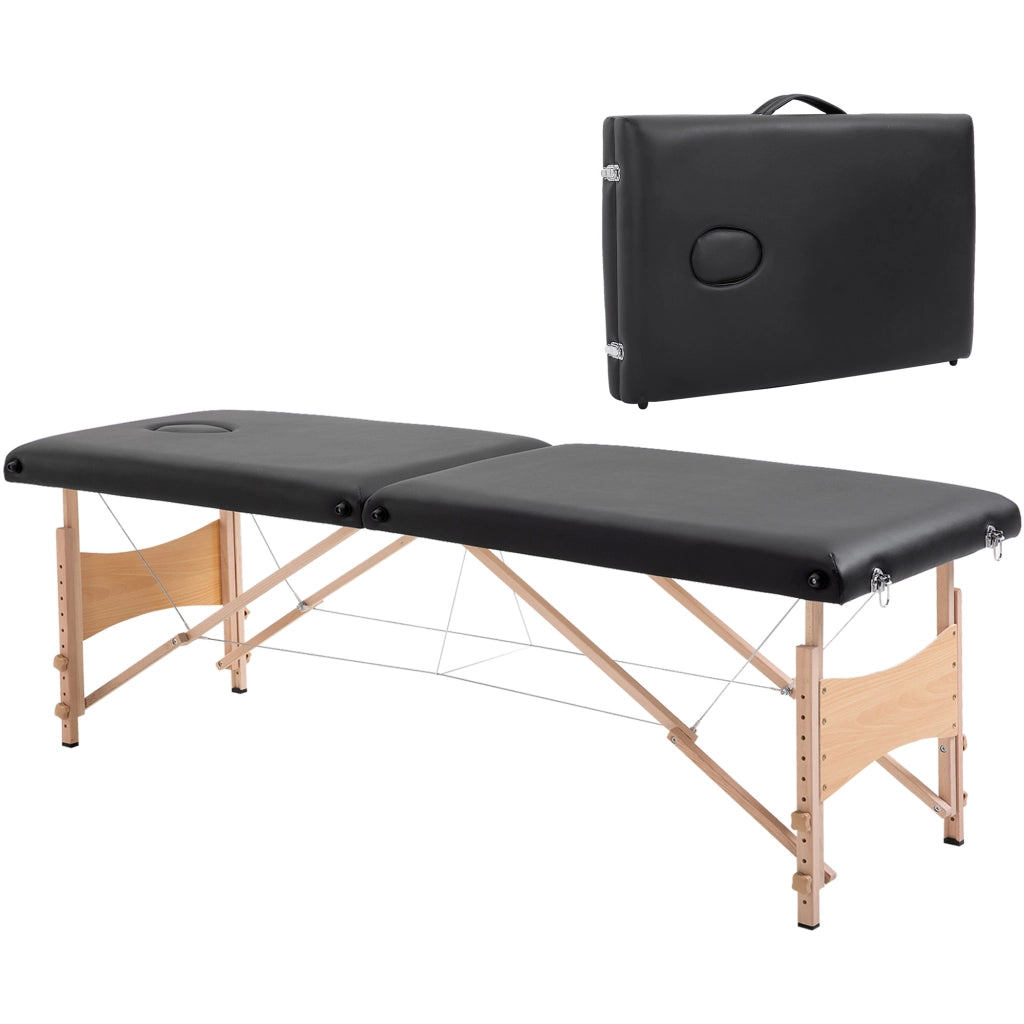 Lettino da Massaggio Portatile Regolabile ¨C Xylo ¨C Nero 186x60x58-81cm con Cuscino e Borsa