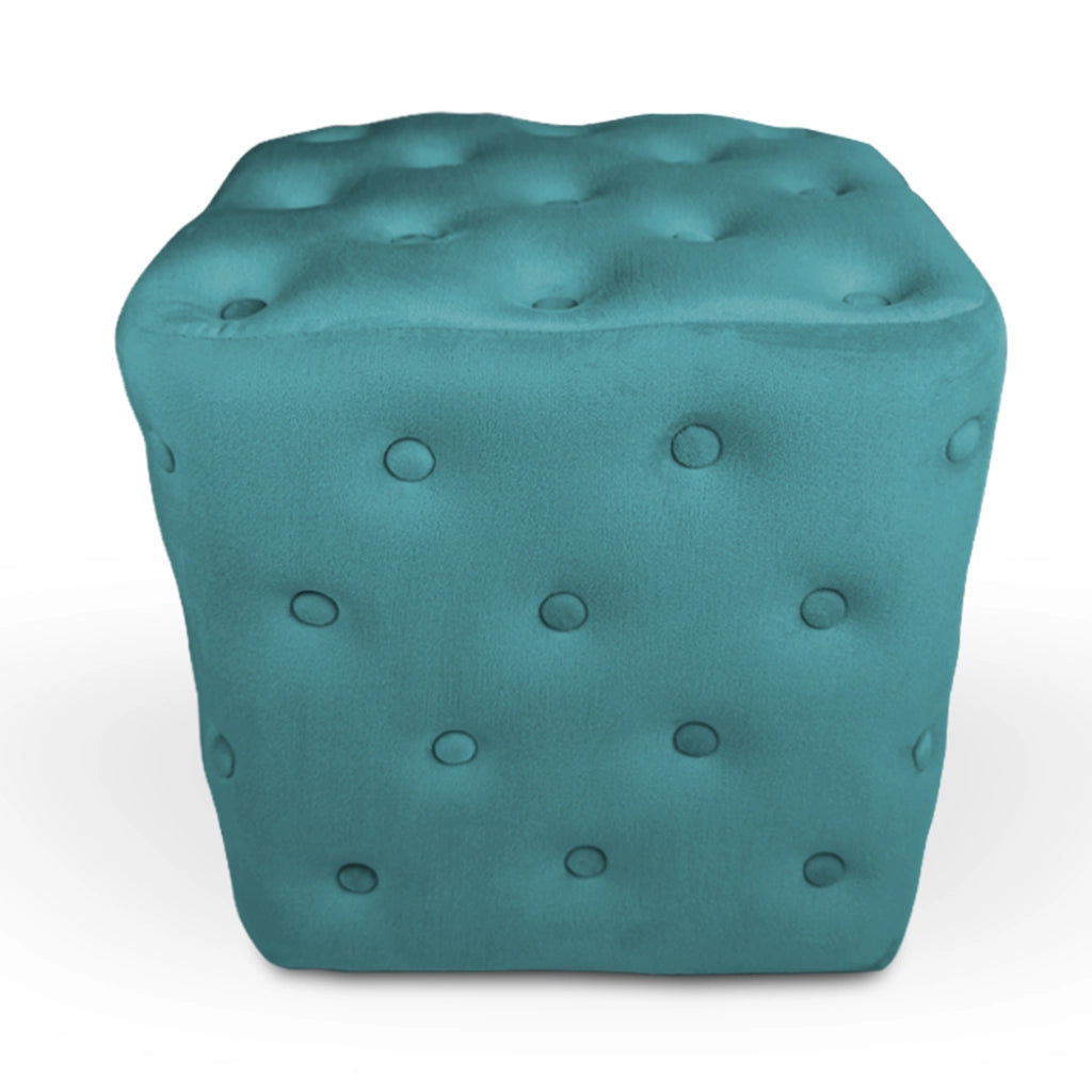 Pouf poggiapiedi quadrato, pouf divano in velluto verde petrolio - Otto - PO26OT