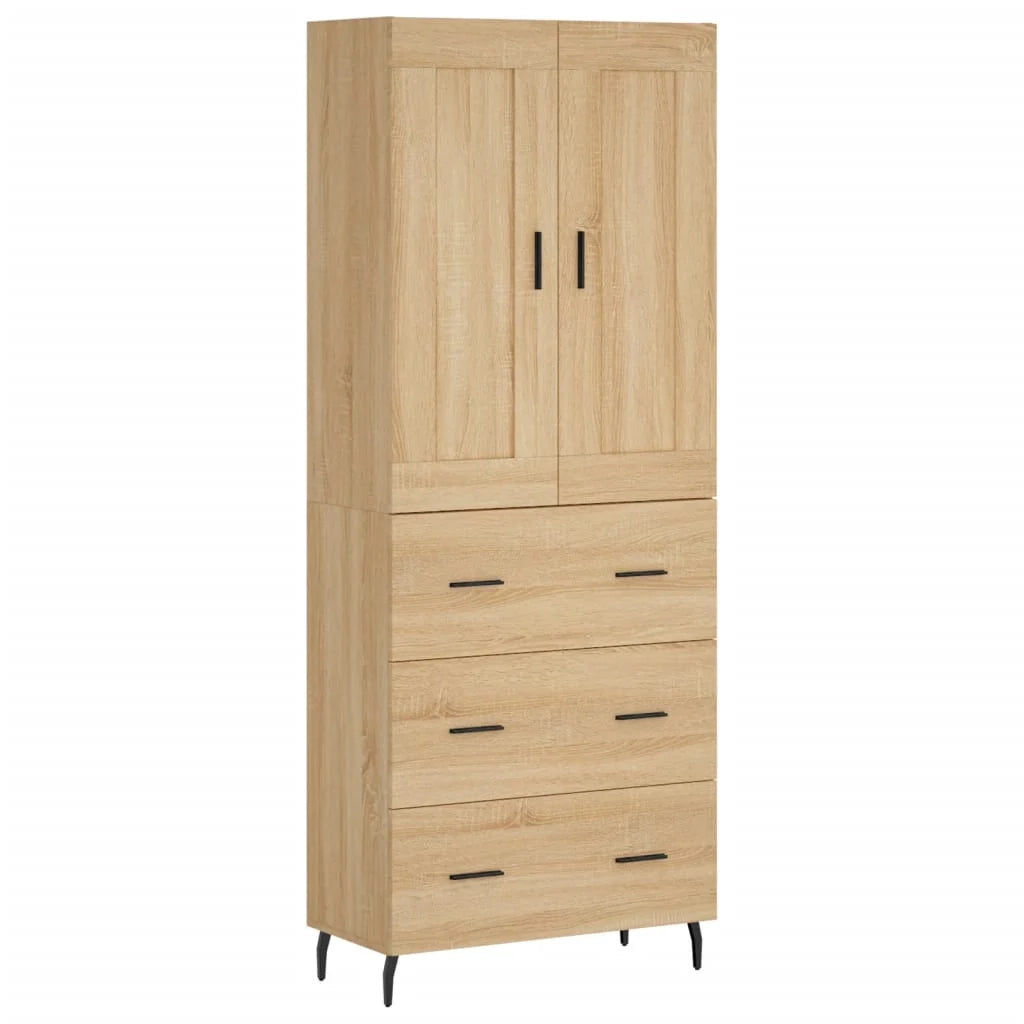 Buffet credenza cassettiera armadio mobile contenitore organizer cucina soggiorno salotto rovere Sonoma alto 69,5 x 34 x 180 cm legno ingegnerizzato marrone 02_0034140