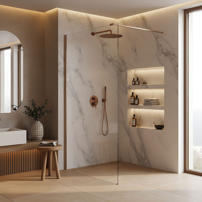 Parete Doccia Rea Flexi Transparent / Brush Copper 80