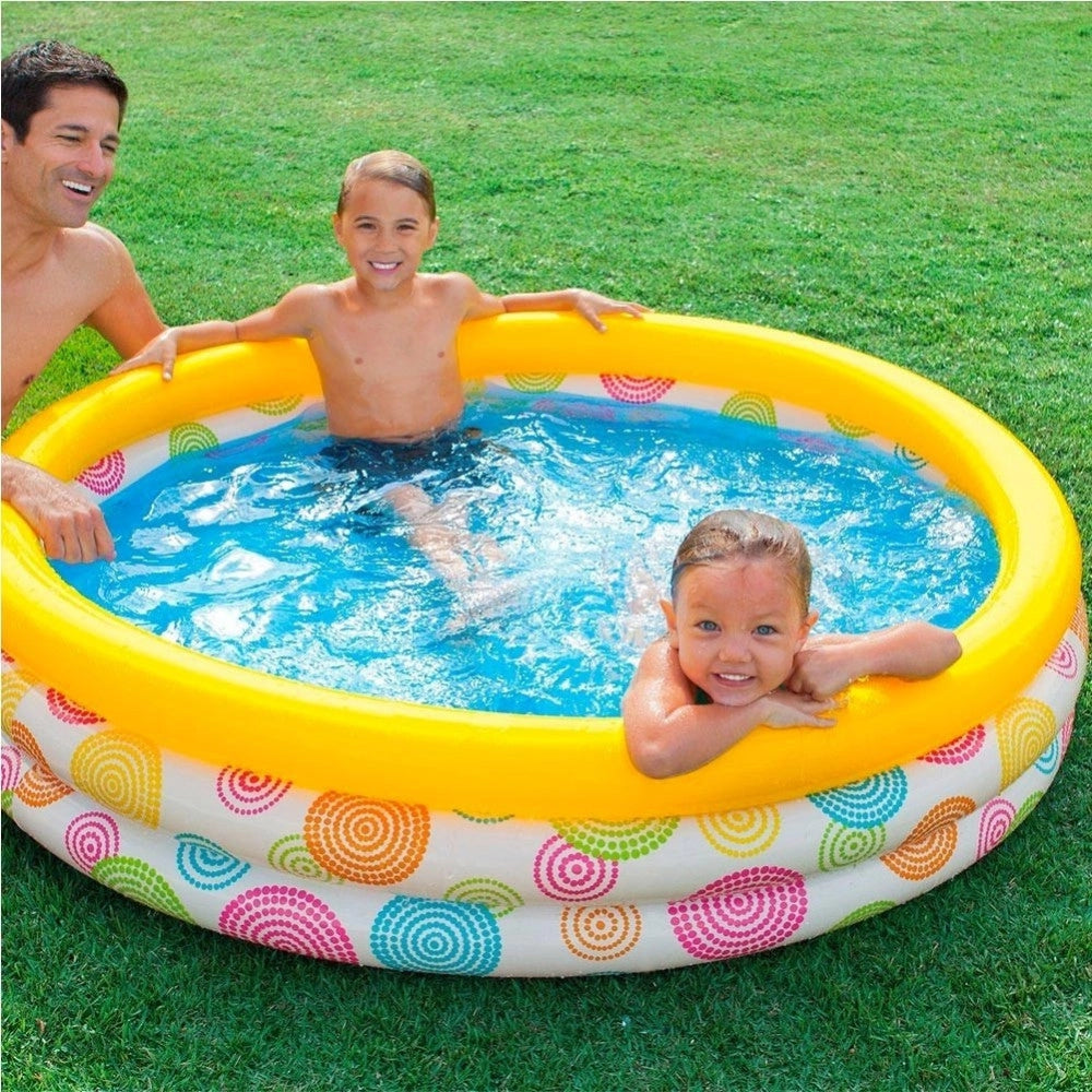 Trade Shop - Piscina Gonfiabile Per Bambini 3 Anelli 147 X 33 Cm Giardino Terrazzo 330 Lt -