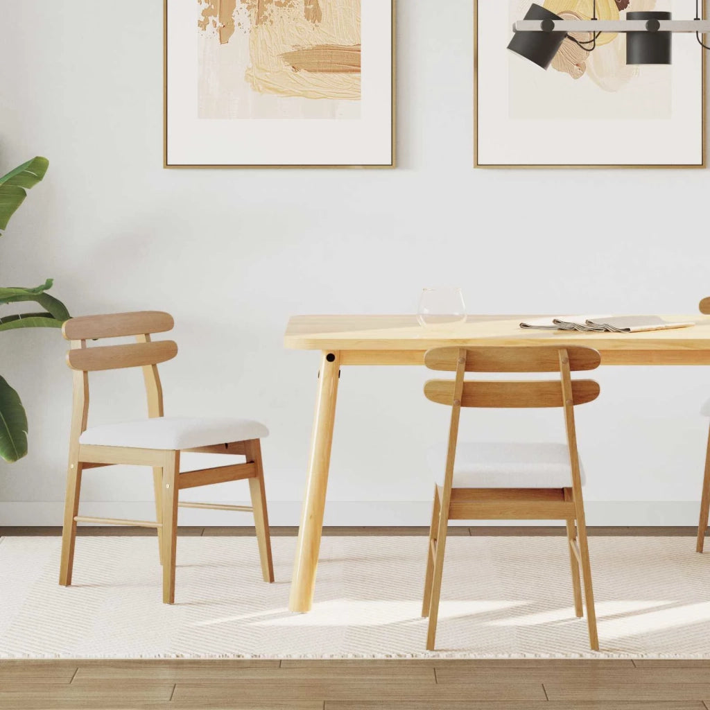 Sedia da pranzo 2 pcs Naturale e chiaro Legno di gomma solido
