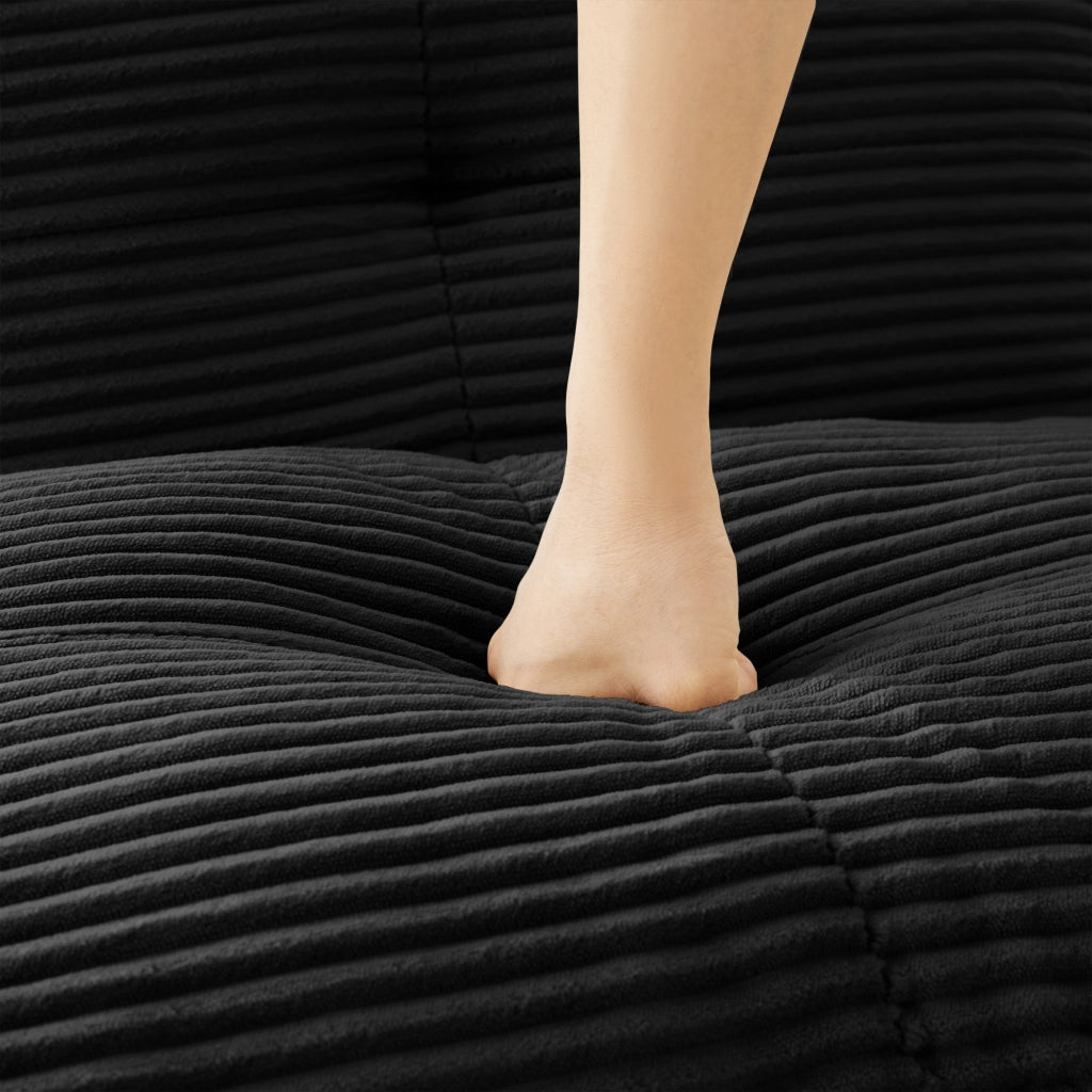 DIVANO ANGOLARE MODULARE senza struttura, corduroy nero