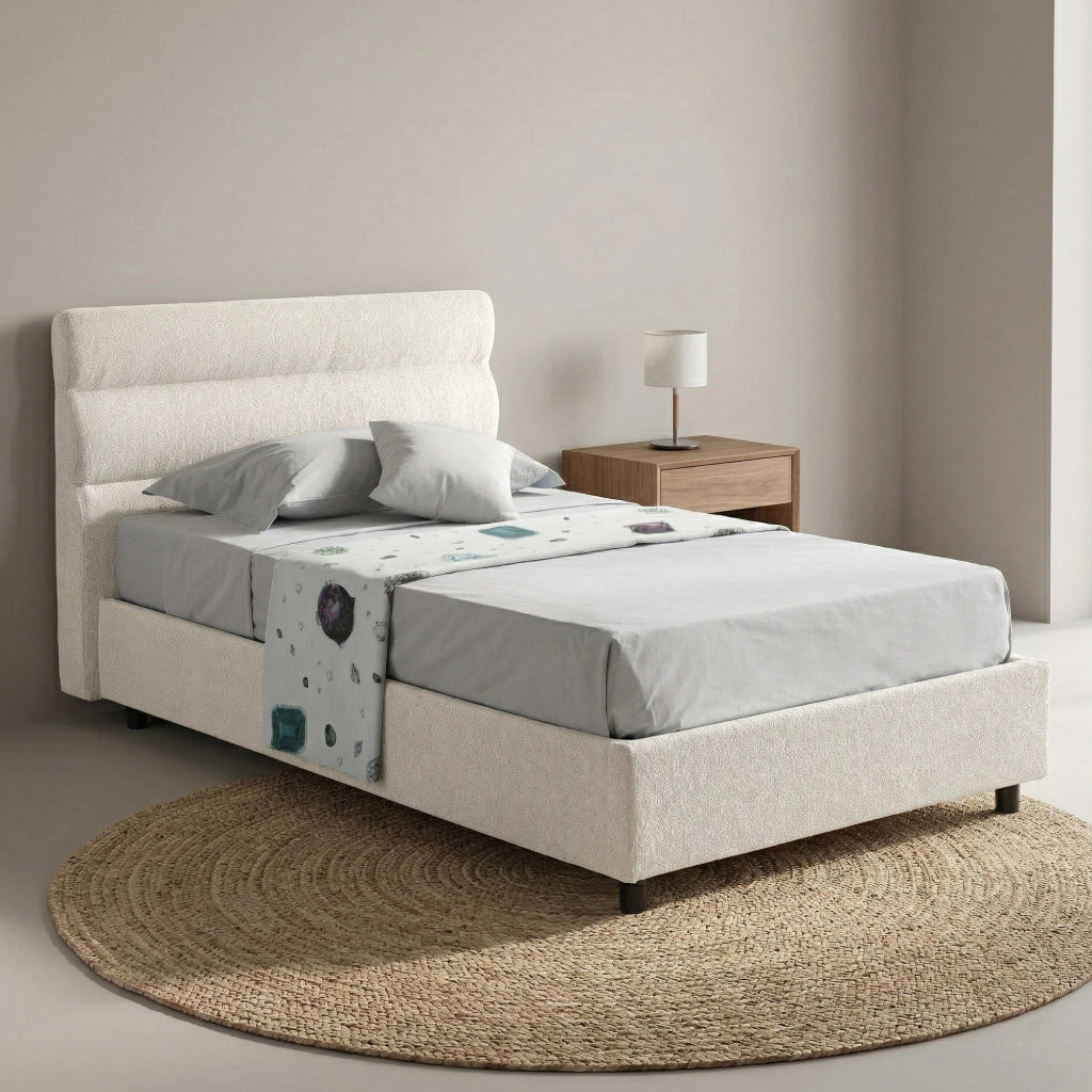 Brenta, Letto Singolo Sfoderabile Made in Italy, Beige