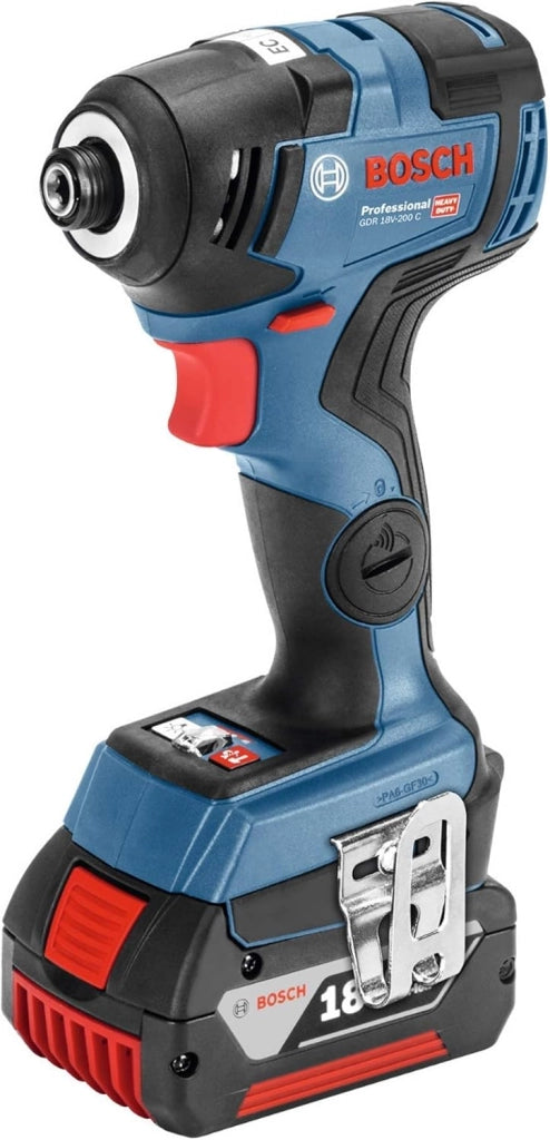 Bosch Professional Avvitatore a percussione con batteria da 18 V, GDR 18 V-200 C (con 2 batterie da 5 Ah, caricatore rapido GAL 1880 CV, modulo Connectivity, L-BOXX 136)