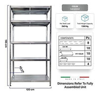 Scaffale in Metallo 5 Ripiani 120x40x195 cm Maciste Zincato