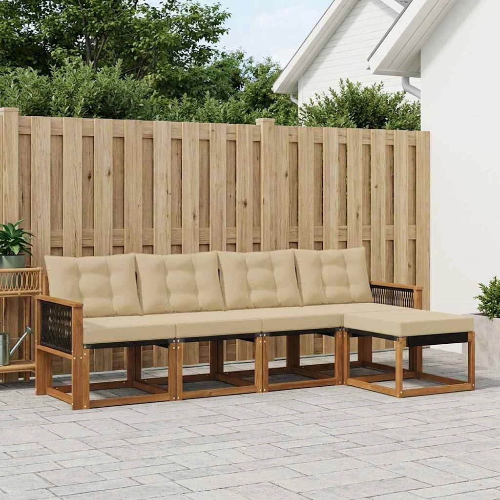 Set di divani da esterno 5 pz Naturale e Beige 3381889
