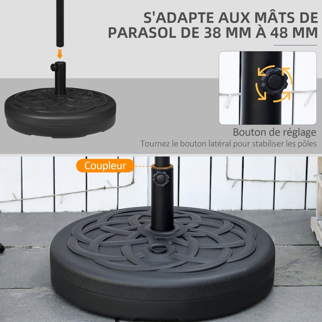 Base per ombrellone in acciaio con zavorra ¨C zephmum ¨C 56x30.5 cm nero