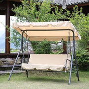 Dondolo Altalena da Giardino 3 Posti in Acciaio con Parasole Regolabile Beige