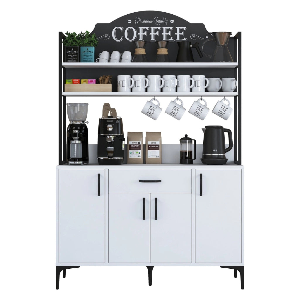Madia Camino, Credenza 4 Ripiani, 120x40x184h cm Bianco