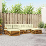 Set divani 6 pcs Naturale e Crema Legno di Acacia Massello