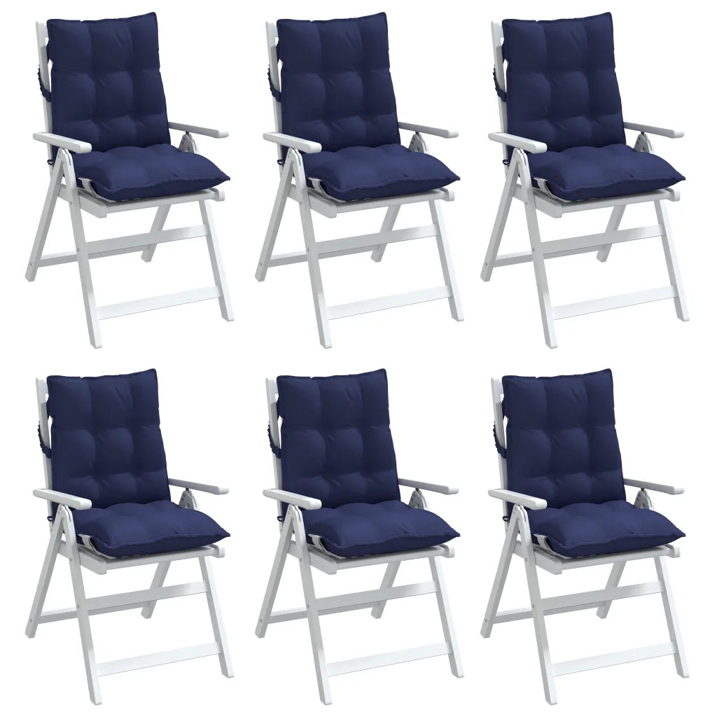 Cuscini Sedia Schienale Basso 6 pz Blu Marino in Tessuto Oxford 377739