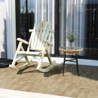 Sedia a Dondolo da Giardino, Stile Adirondack in Legno di abete, Design Ergonomico, Color Legno 96x66x98cm