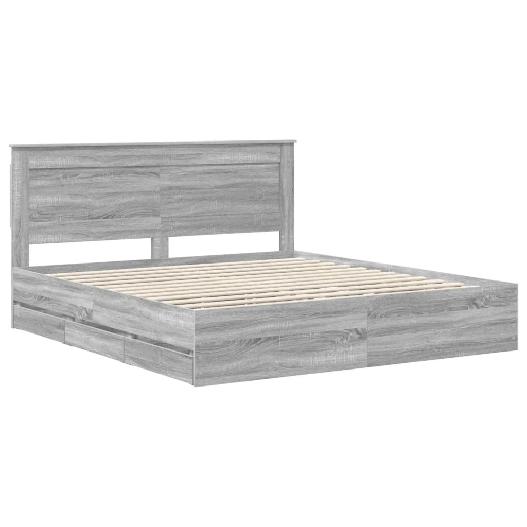 Struttura del letto con cassetto Grigio Sonoma 200 x 200 cm 3410156