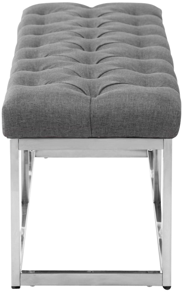Panca AMUN in tessuto e acciaio inox grigio,120 cm