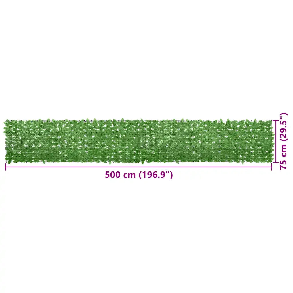 Paravento da Balcone-Pannello per balcone con Foglie Verdi 500x75 cm