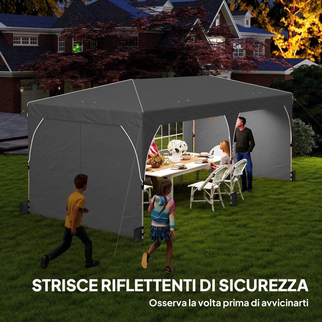 Gazebo Pieghevole 3x6 m con Pareti e Altezza Regolabile Protezione UV 50+ Grigio Chiaro