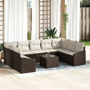 Set di divani con cuscino 10 pcs Marrone polyrattan