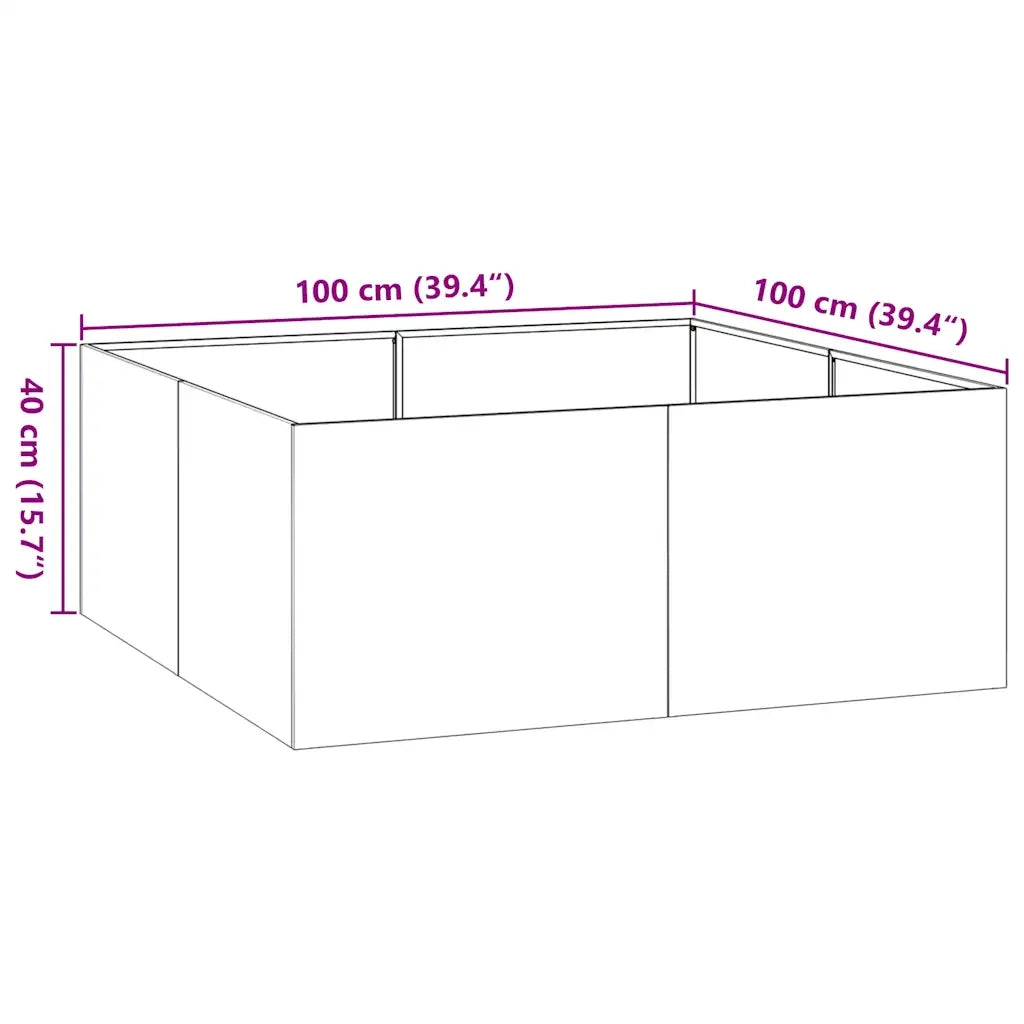 Fioriera Antracite 100x100x40 cm in Acciaio 860817