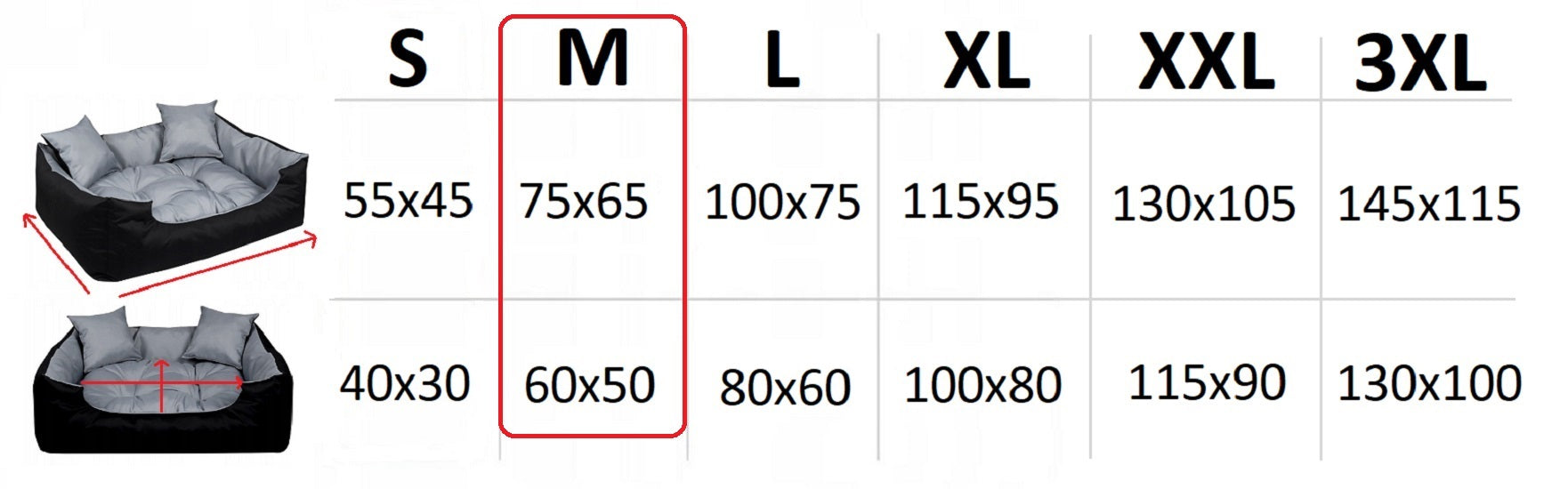 AIO FACTORY 75x65 cm ECCO Cuccia per cani impermeabile nera con cuscino per cani