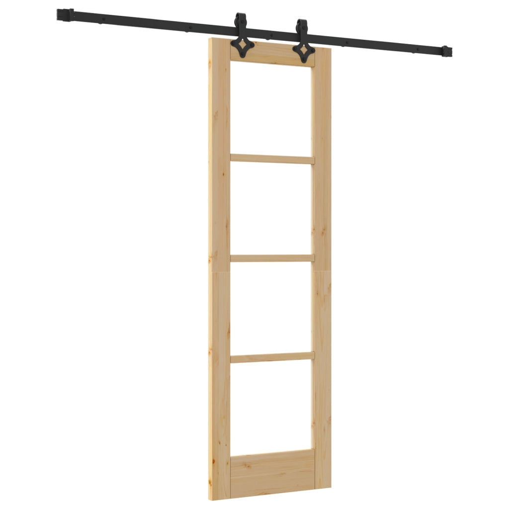 Porta Scorrevole  con Set Hardware 'ORKDAL'Legno Massello & Vetro