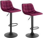 Barstoli in Legno con Schienale Regolabile - Set di 2 - Colore Bordeaux - Ergonomici - per Cucina e Bar - Altezza di Sedia 59-81cm