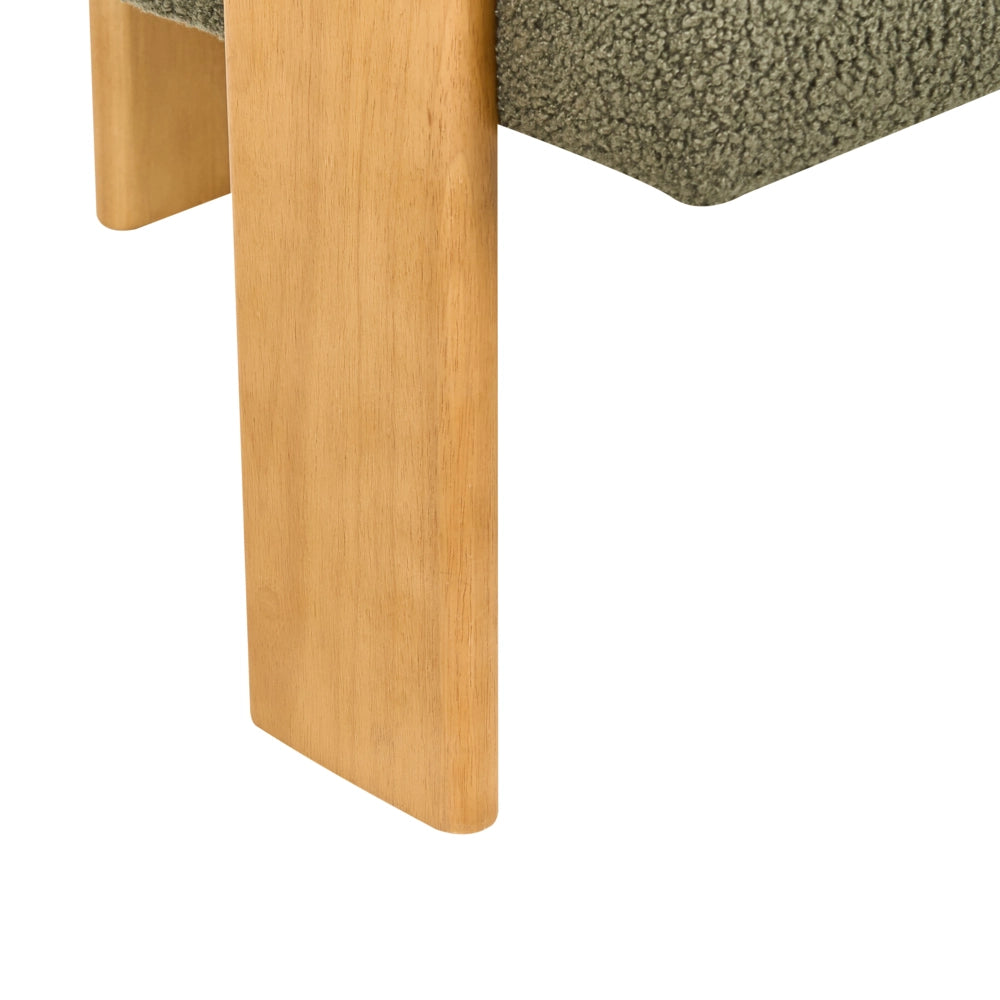 Divano a 2 posti Boucle verde e Marrone Scuro stile retrò gambe in legno