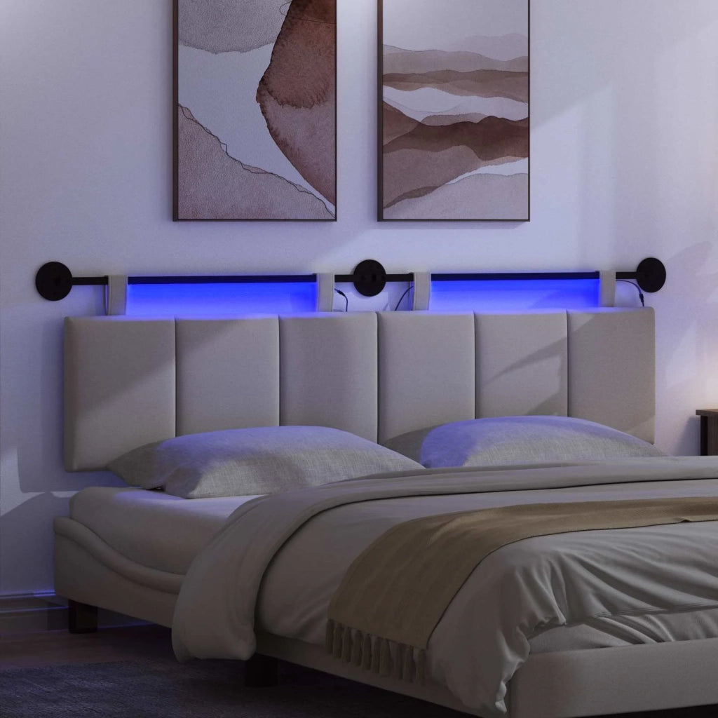 Testiera | Testata sospesa Con luce LED Grigio Nuvola Tessuto