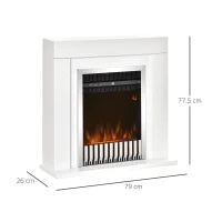 Camino Elettrico da Terra con Effetto Fiamma Realistico, Timer e Telecomando, 1000W e 2000W, 79x26x77.5cm, Bianco e Nero