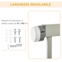 Cancellino per Cani Estensibile a Pressione con Chiusura Automatica, 75-103x76 cm, Grigio