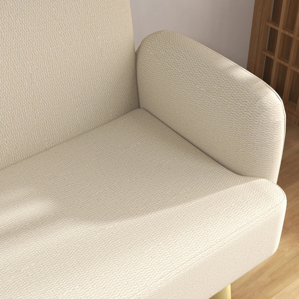 Divano 2 Posti 140x74x79 cm in Effetto Velluto Bianco Crema