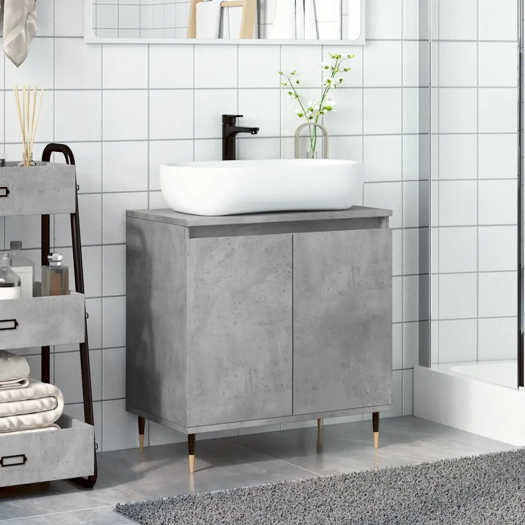 Armadietto da Bagno | Armadio da bagno Grigio Cemento 58x33x60cm in Truciolato