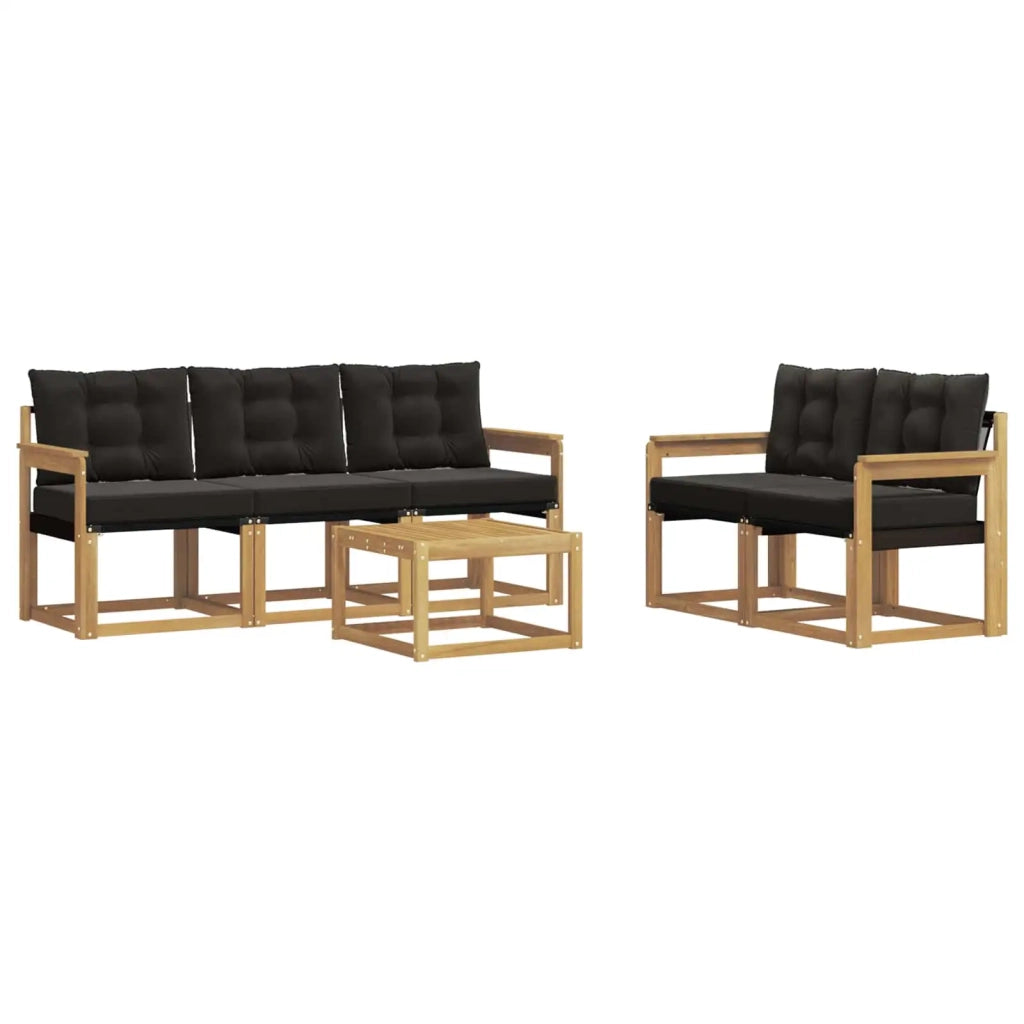 Set di divani da esterno 6 pz Bianco e Nero 3389206