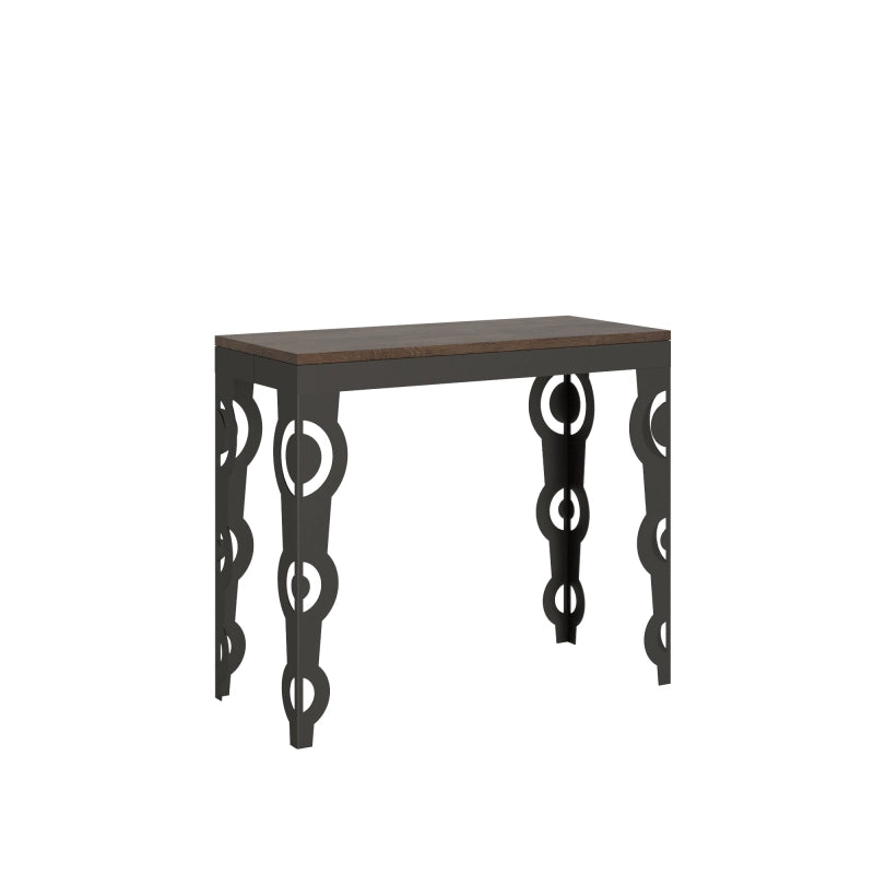 Consolle allungabile 90x40/300 cm Karamay Evolution telaio Antracite - Noce