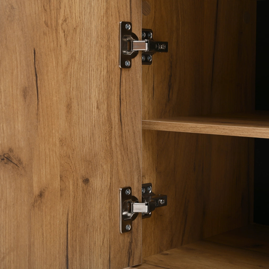 Mobile ingresso; Panca portascarpe con 2 Ante; Pannello posteriore con 3 Ganci; Stile Moderno; in Pannello Truciolare; Nero e Naturale; 70??36??146 cm