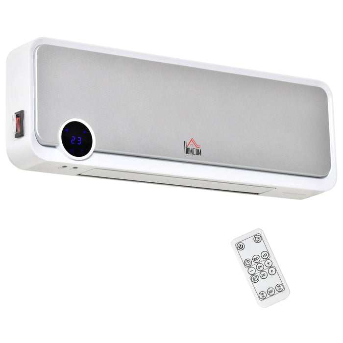 Riscaldatore Elettrico da Parete Timer 3 Modalità 56x18,5x11,7 cm Bianco e Argento
