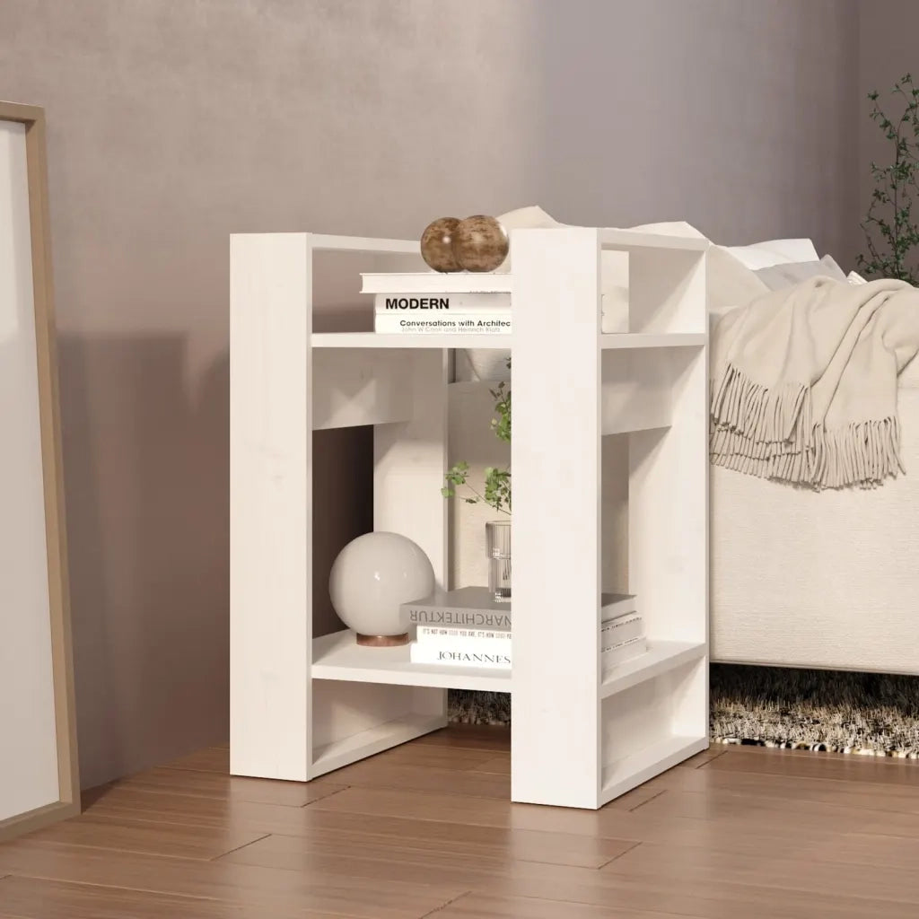 Libreria Divisorio-Scaffale per Libri-Mobile di Stoccaggio Bianco 41x35x57 cm in Legno Massello di Pino