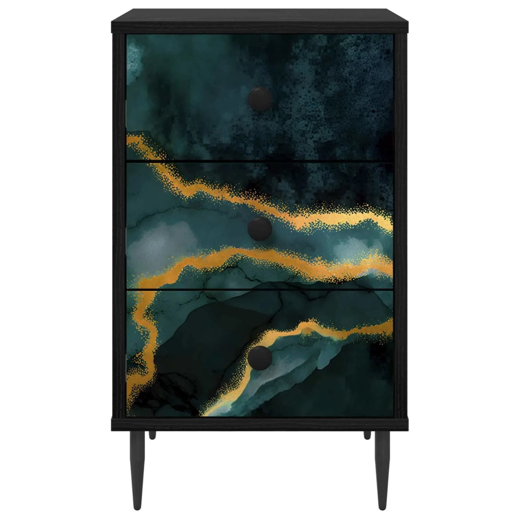 Armadio da Notte WIJHE 2 pz Rovere Nero 36 x 33 x 61 cm 8007320