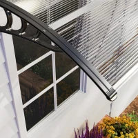 Pensilina per Porta con Design ad Arco Arrotondato, in Policarbonato, 100L x 80W x 23H cm, Nero