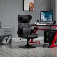 Sedia da Gaming Ergonomica ad Altezza Regolabile, in Finta Pelle e Metallo, 67x71x106-112 cm, Nero