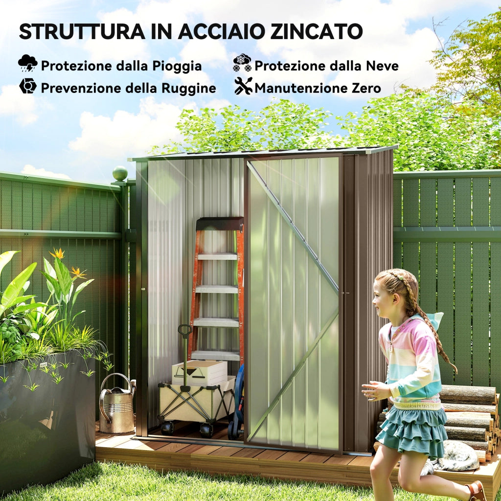 Casetta da Giardino in Acciaio ¨C Xylo ¨C 161.5x94.5x196cm Marrone