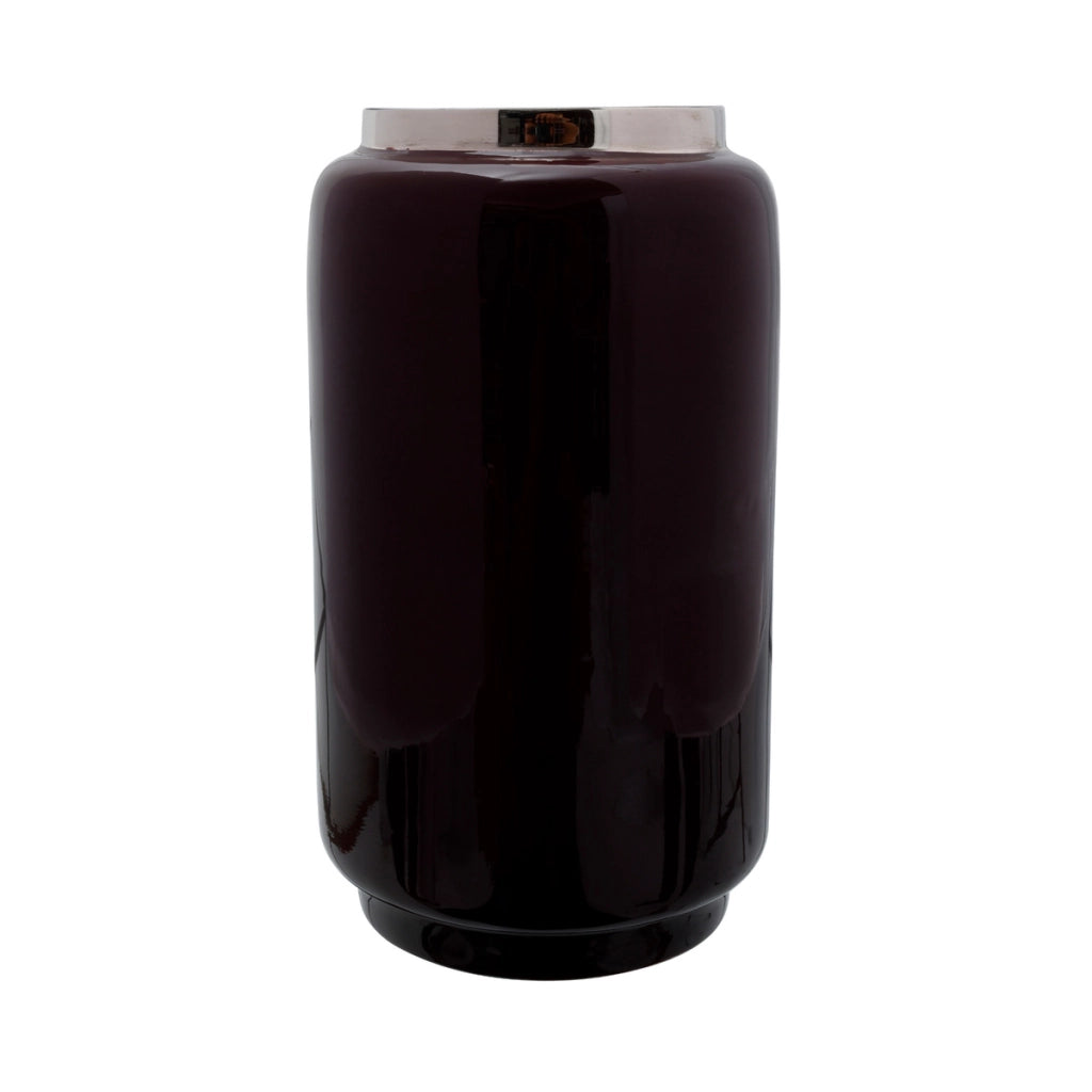 Vaso Art Deco 420 in metallo bordeaux e argento
