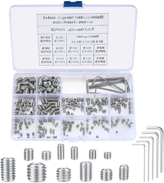 Assortimento di viti e viti a inbus per maniglie e rubinetti - 240 pezzi