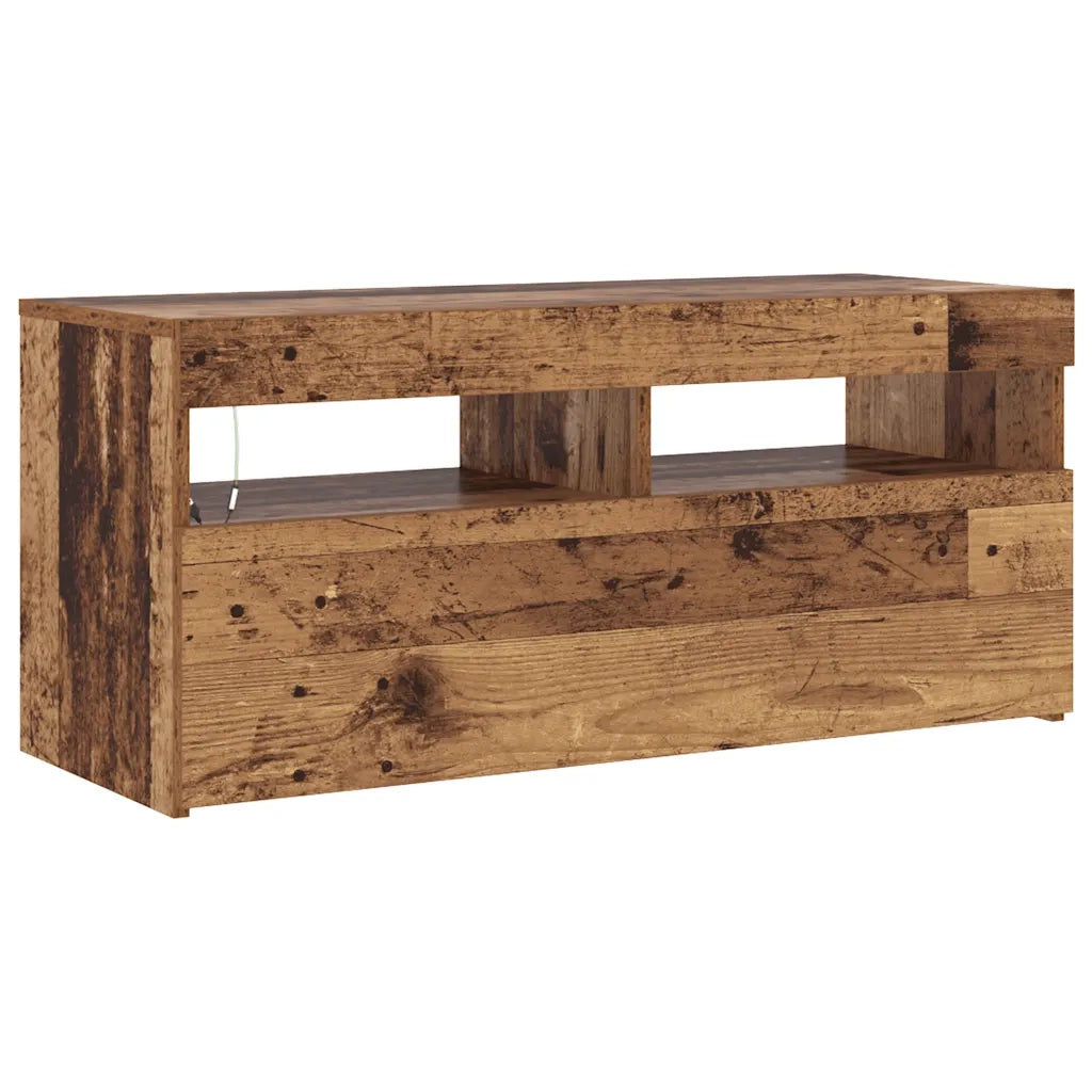 Mobile Porta TV con LED Legno Antico 90x35x40 cm Multistrato 856307