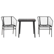 Set Mobili da Pranzo per Giardino 3 pz | Set Salotto da Giardino Nero Polyrattan Vetro