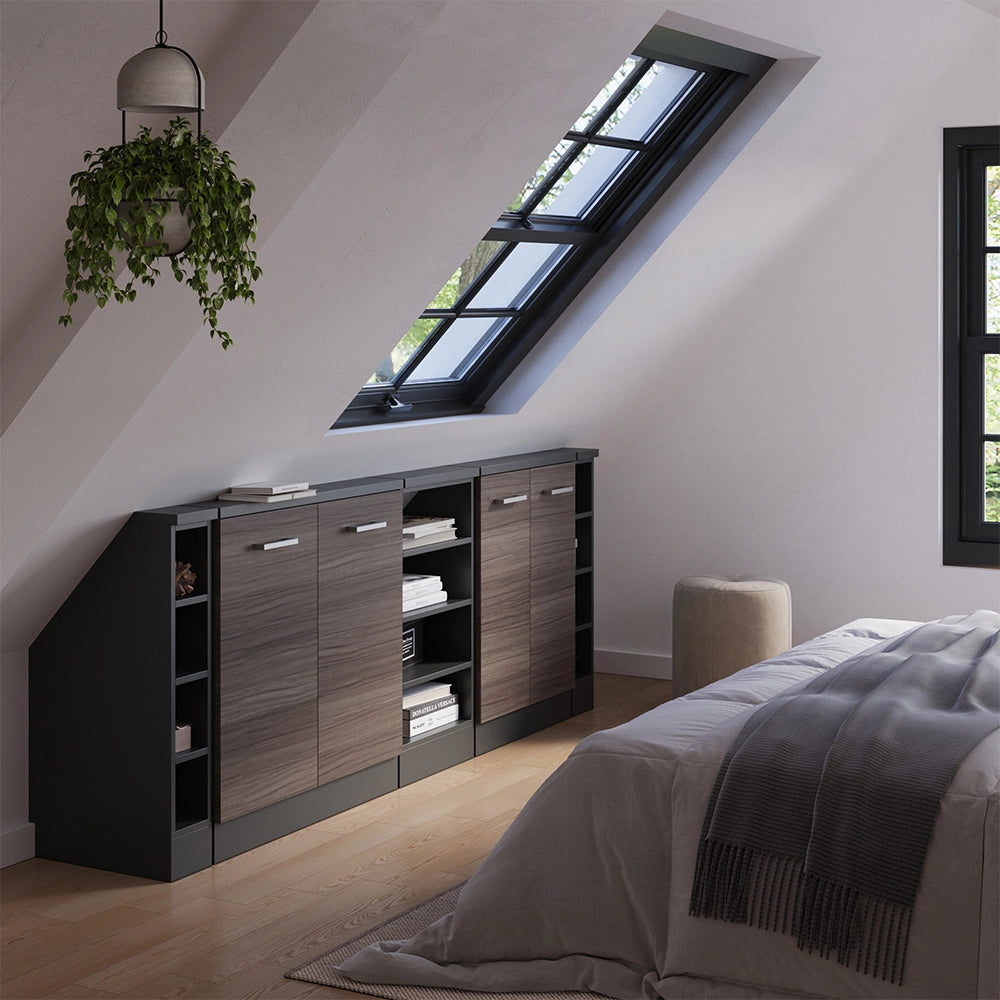 Mobile cucina sottotetto R-Line Grigio nobile/Antracite 210 cm Set di 5 Vicco