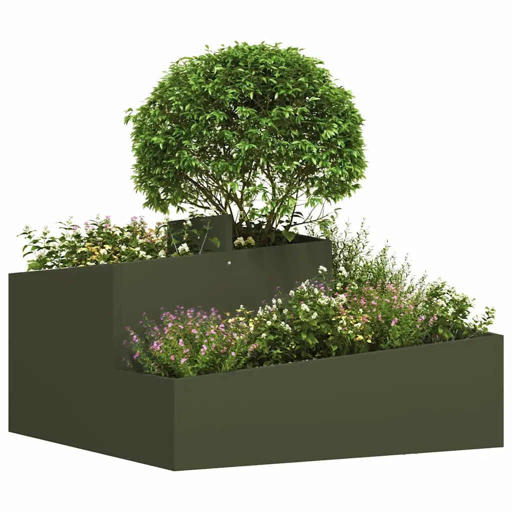 Vaso da giardino-Fioriera Esterno-Contenitore per Piante Verde oliva 80 x 80 x 50 cm