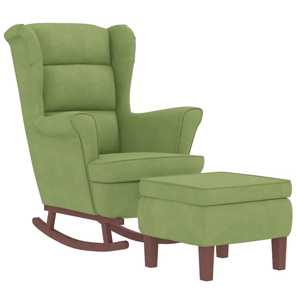Sedia a dondolo con schienale alto in velluto verde chiaro CFW5210339