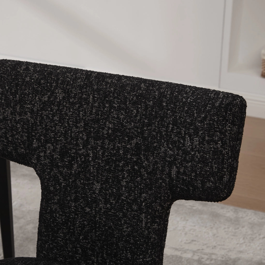 Poltrona Accent in Tessuto Chenille senza Braccioli ¨C MINIMAL ¨C Grigio Nero, Gambe in Legno